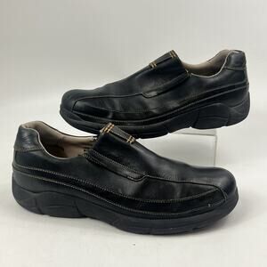Rockport Men Sz10.5 Slip On Loafers Comfort Walking Shoes Black Leather NO SOLES